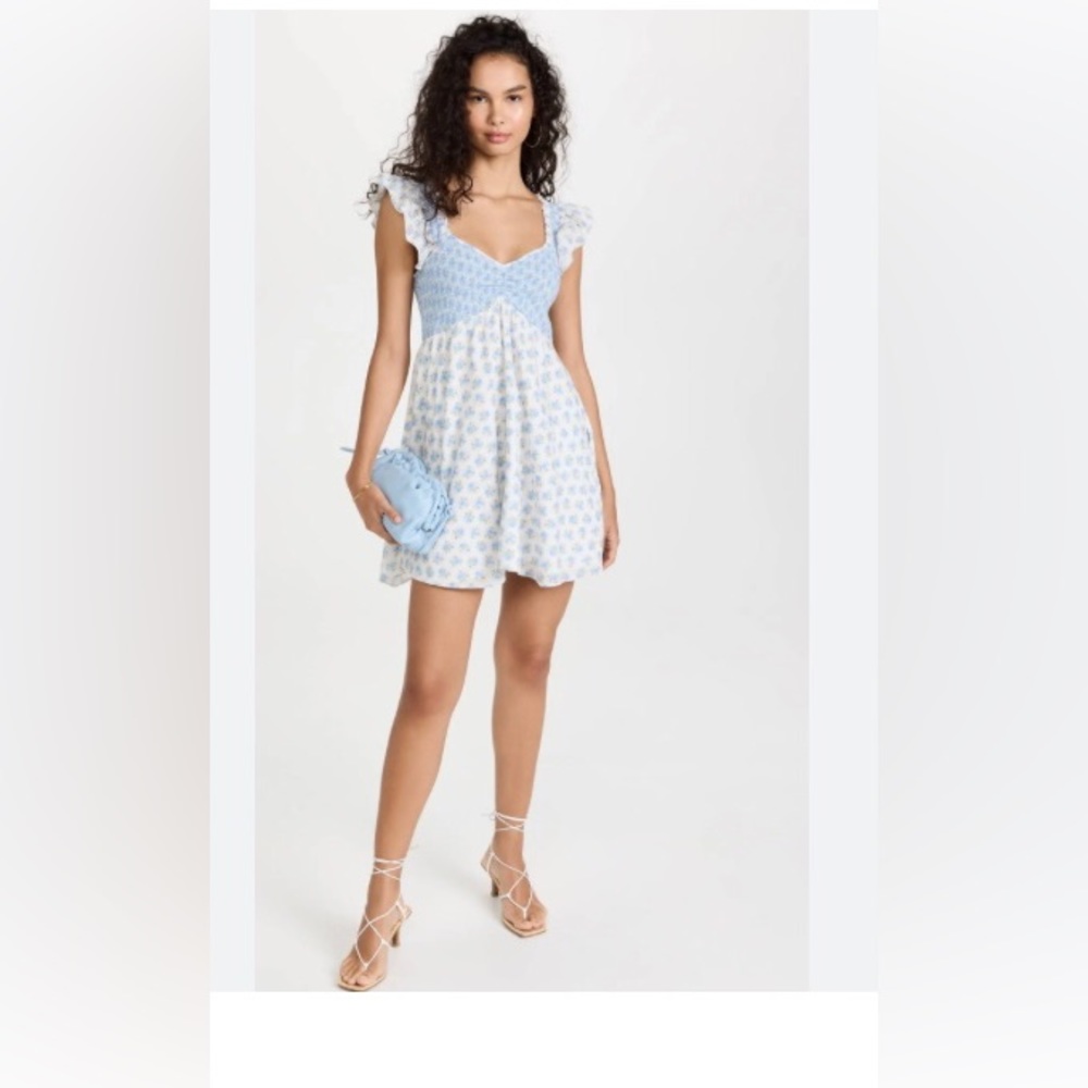 Loveshackfancy Athalia Dress in Powder Blue; size large.